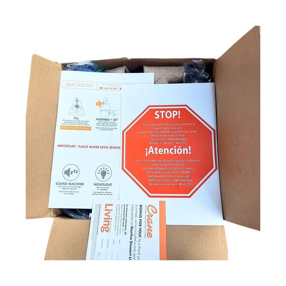 Crane Drop Ultrasonic Cool Mist Humidifier - Blue/White New Open Box - Picture 6 of 6